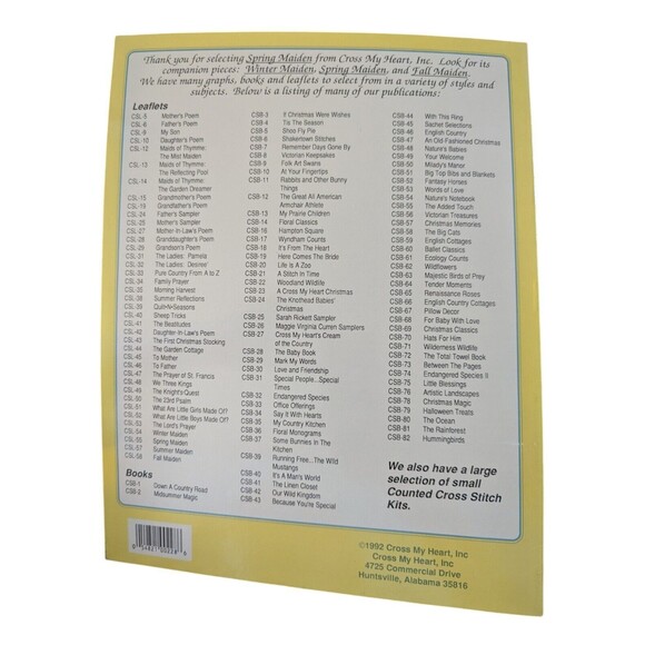 Cross My Heart Summer Maiden Stitch Pattern Leaflet CSL-57 Designs by Melinda - Picture 2 of 3